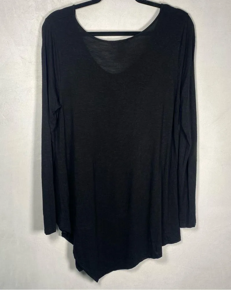 White House Black Market Black Slub Knit Long Sleeve V Neck T Shirt Size Small - Image 5