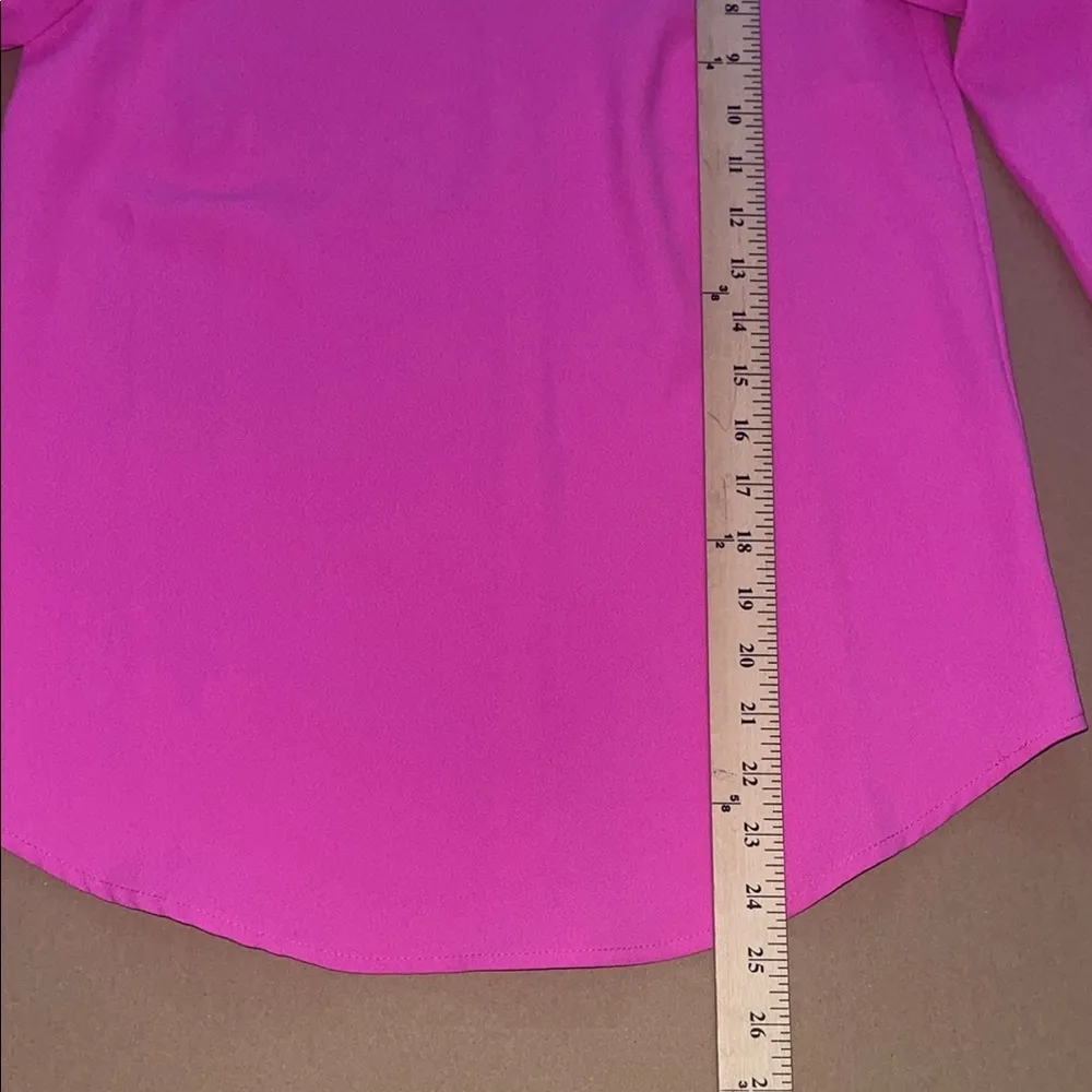 J. Crew XXS Hot Pink Blouse with Puff Sleeves and Mandarin Collar - Image 8