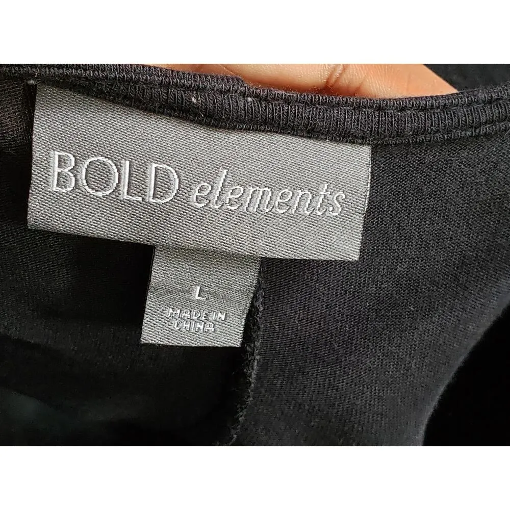 Bold Elements Long Maxi Dress Women's Large Black Solid Boat Neck Short Sleeve - Image 3