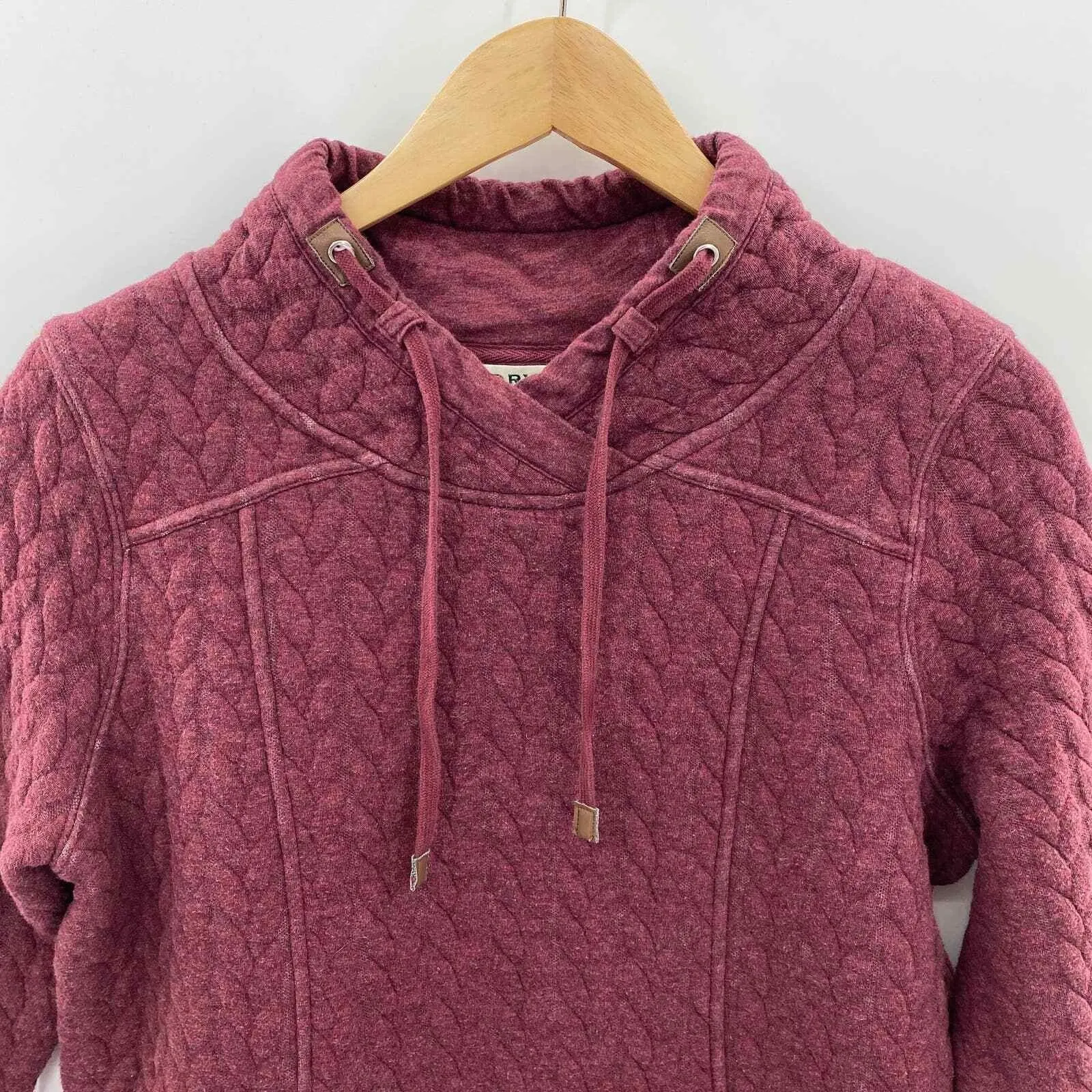 Orvis‎ Pullover Sweater Womens Medium Red Cotton Blend Quilted Cowl Neck Pocket - Image 2