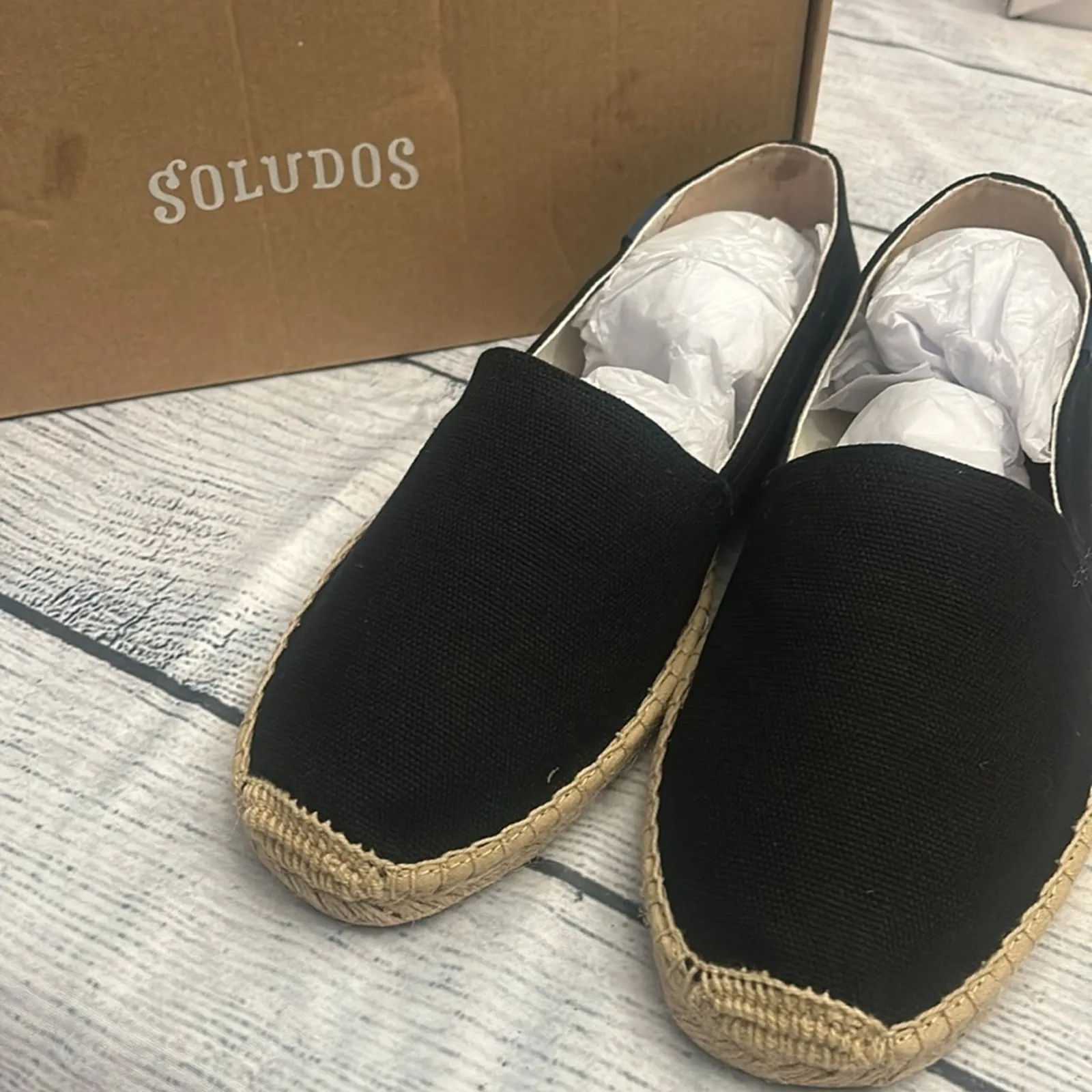 NEW w/Box The Original Espadrille Sandals Cotton Jute Loafers Black sz. 8 - Image 8