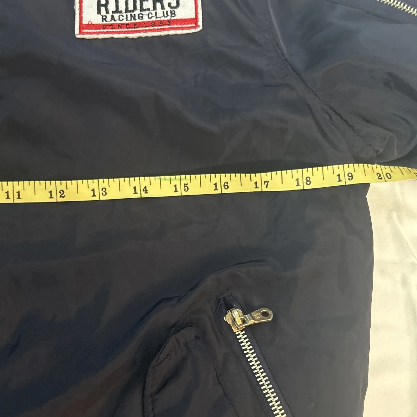 Coca Bella Moto‎ Racing Bomber Jacket – Navy Satin Patch Streetwear Y2K Style Blue Size 4 - Image 10