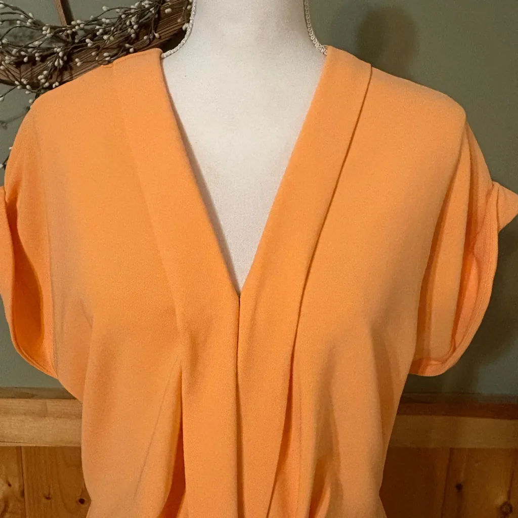 Boston Proper V-Neck Midi Dress size L darker peach color than pictures - Image 3