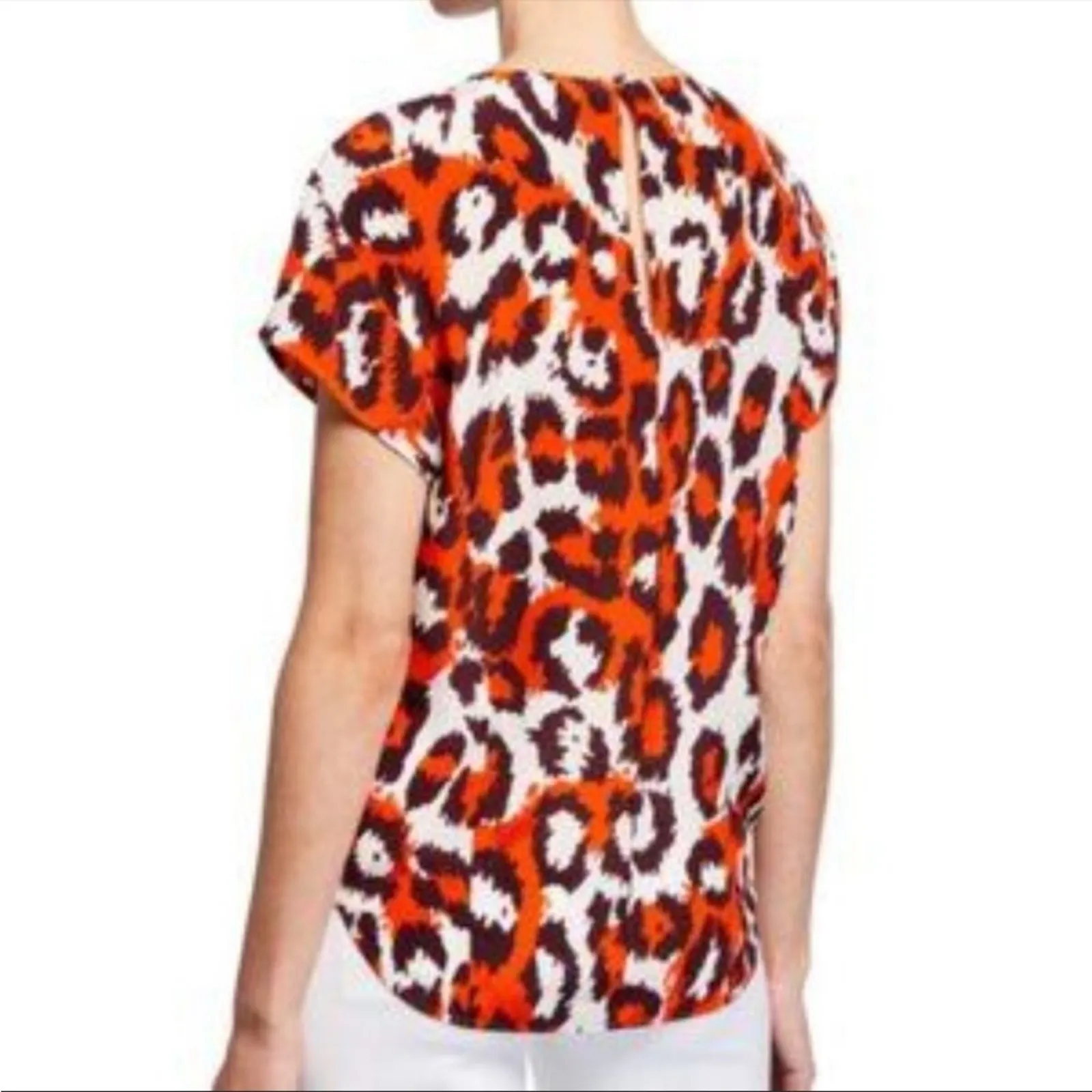 Diane von Furstenburg Silk Leopard Spicy Orange Nellie Top Nadia Skirt set - Image 8