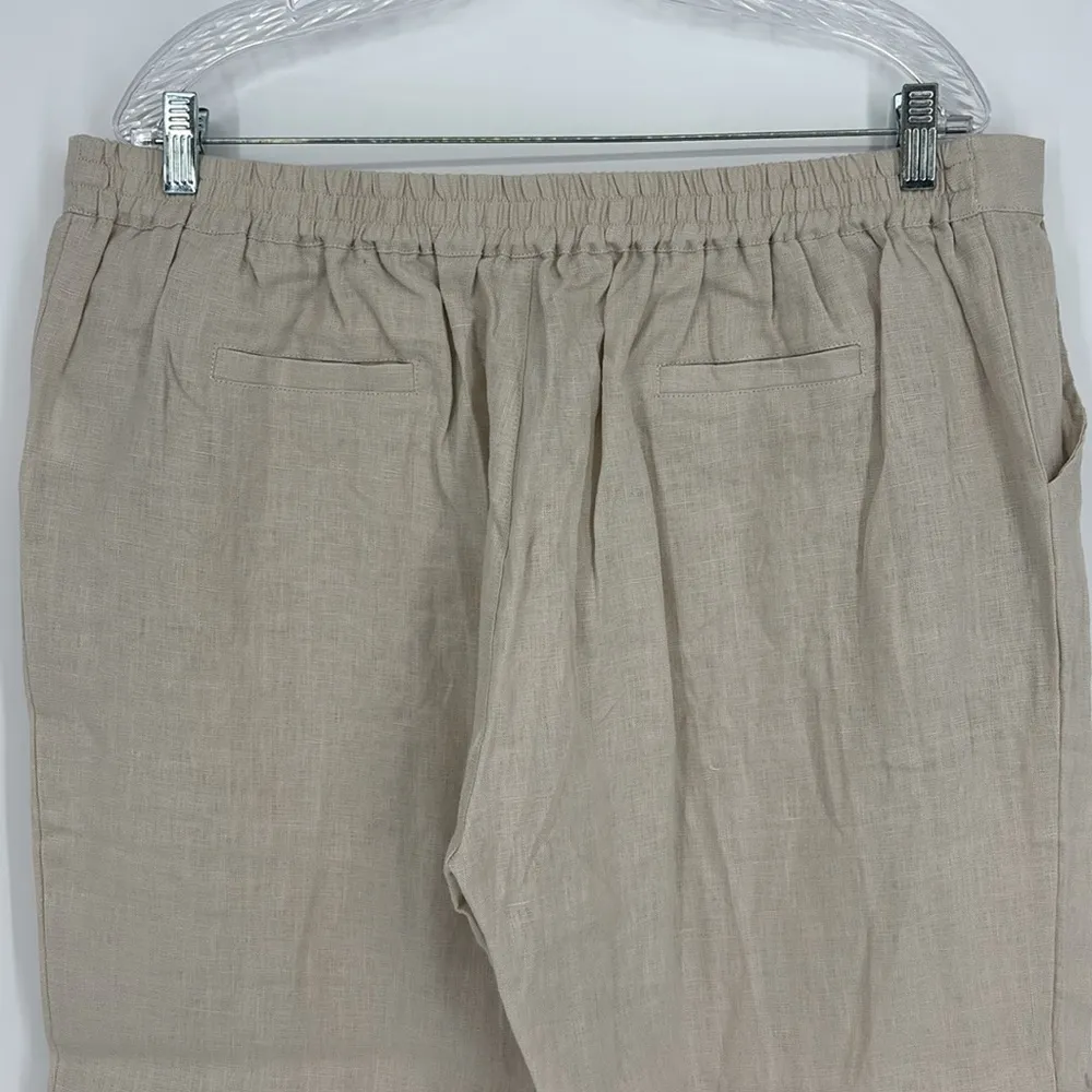 Iximo 100% Linen Paperbag Pants Women’s Size XXL in Light Tan Khaki New w/ tags! - Image 12