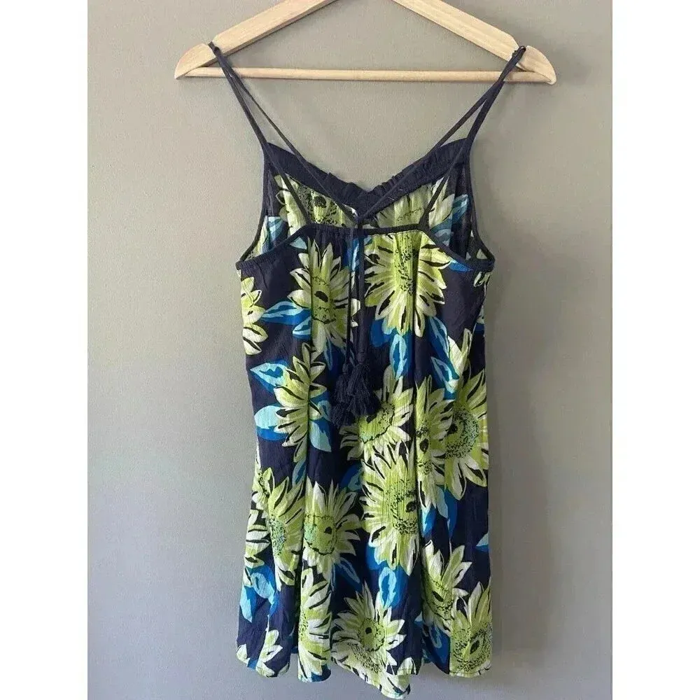 Aerie Gauzy Cotton Floral Tassel Swim Cover Dress Size S Blue Green Boho‎ Beach - Image 8