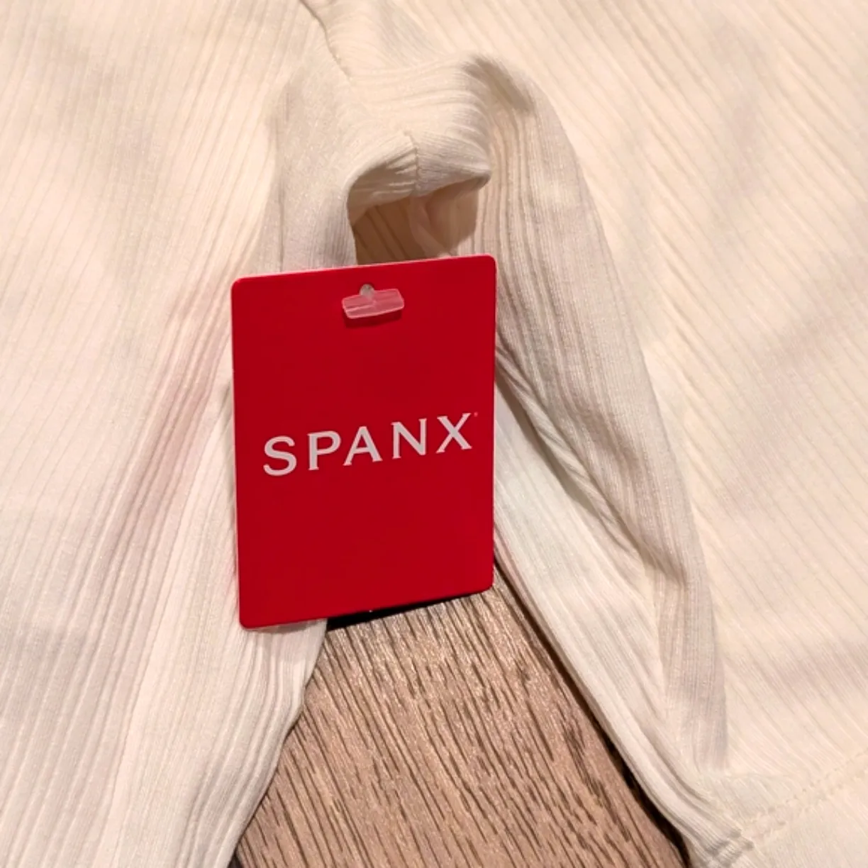 NEW SPANX Plus 2X 18 20 Asymmetrical Cream Powder One Shoulder Rib Top Shirt NWT - Image 3