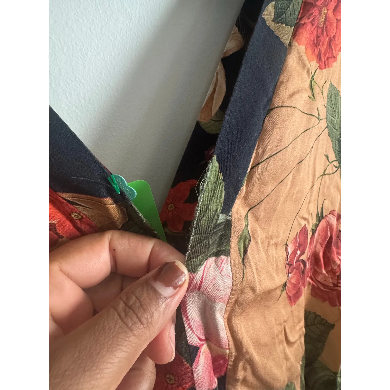 FARM Rio Floral V Neck Boho Blouse S Tassel Tie Romantic Cottagecore - Image 3