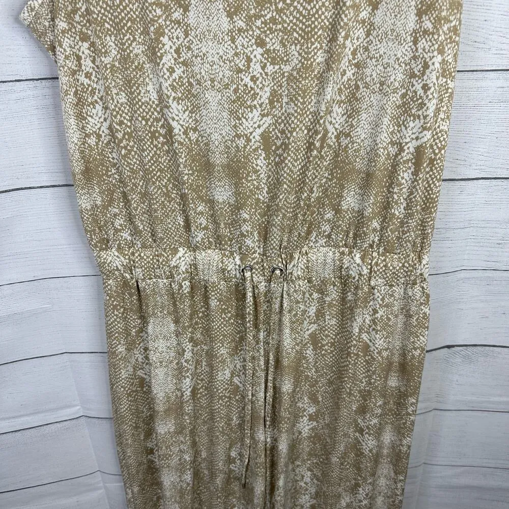 Juicy Couture Womens size Medium Animal Snake Print Jumpsuit Wide Leg Beige - Image 6