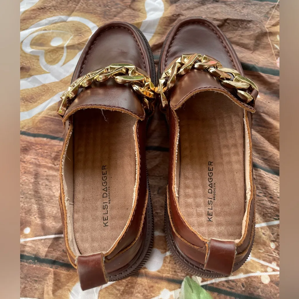 Kelsi Dagger Brown Loafers with Gold Accent - Image 3