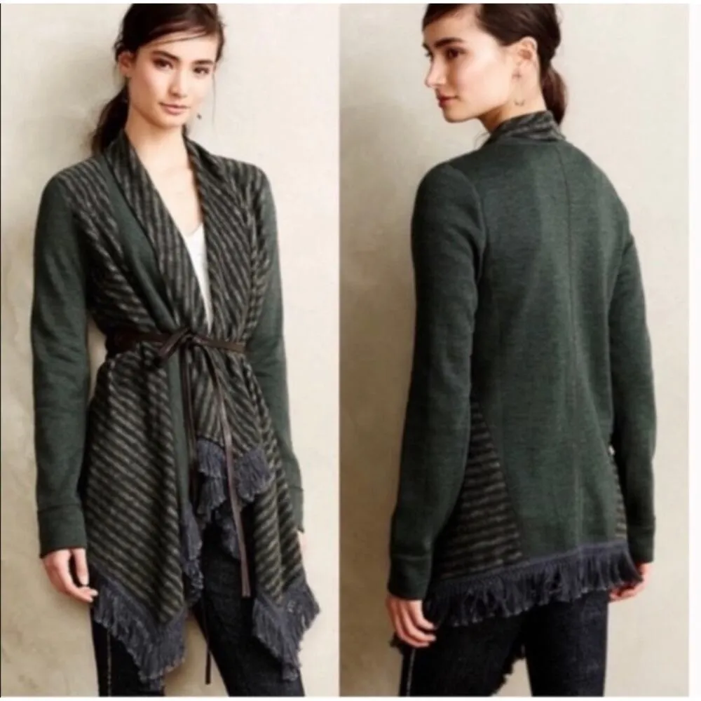 Anthropologie Saturday Sunday Elise Striped Fringe Cascading Blanket Cardigan XS - Image 12
