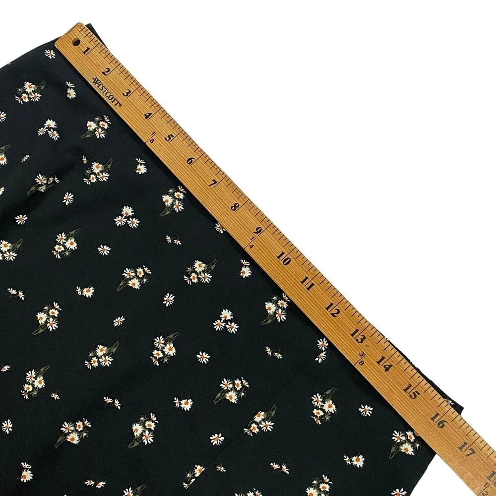 Aeropostale 100% Polyester Black Floral Mini Skirt Back Slit Women's Large Y2K - Image 5