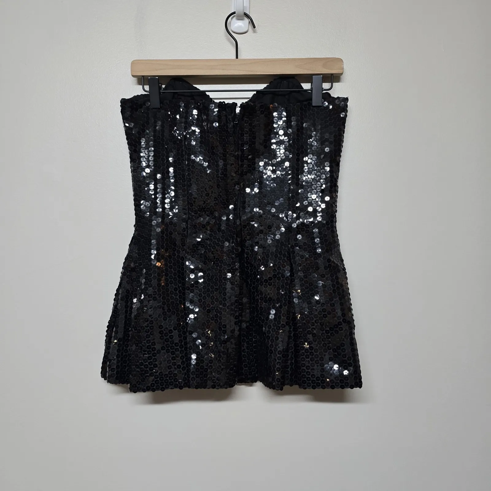 Nina‎ Ricci Paris Black Sequin Strapless Bustier Corset Top Size 8 Elegant Party - Image 4