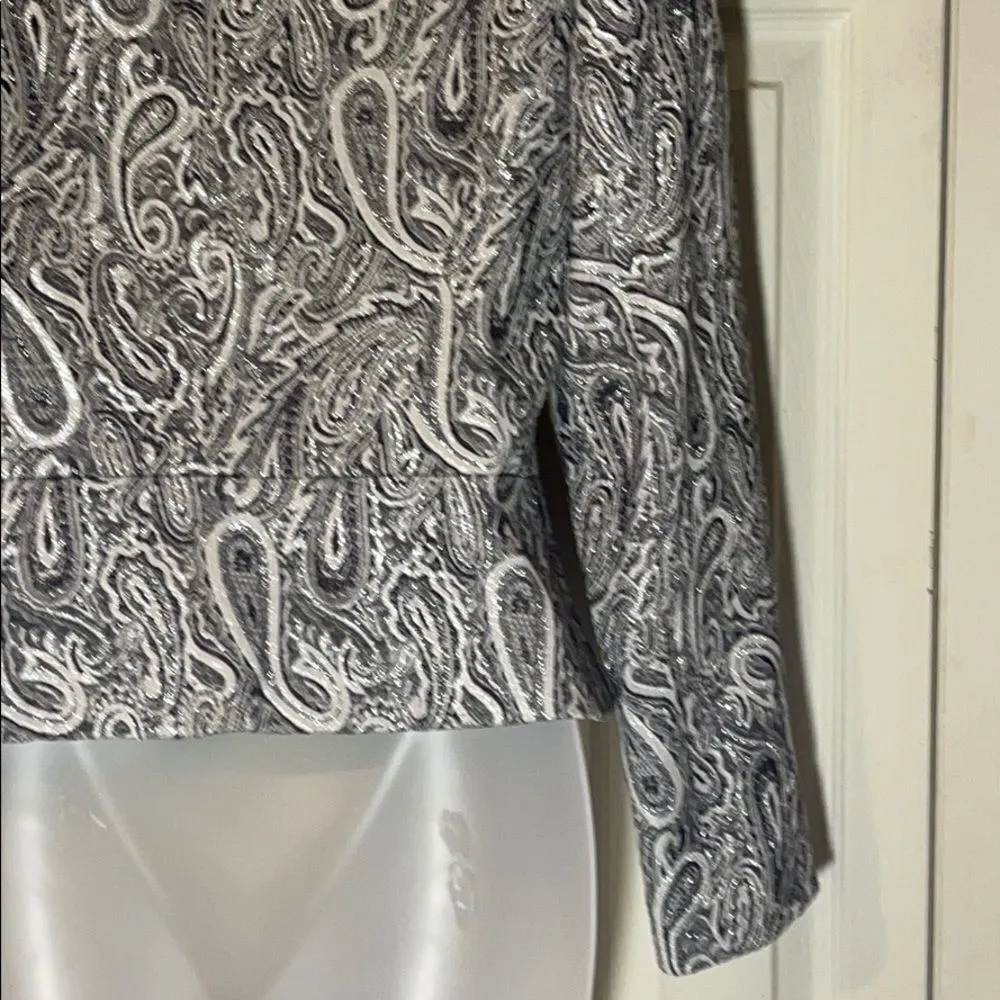 Trina Turk Metallic Silver Single Breasted Crop Blazer 4 - Image 14