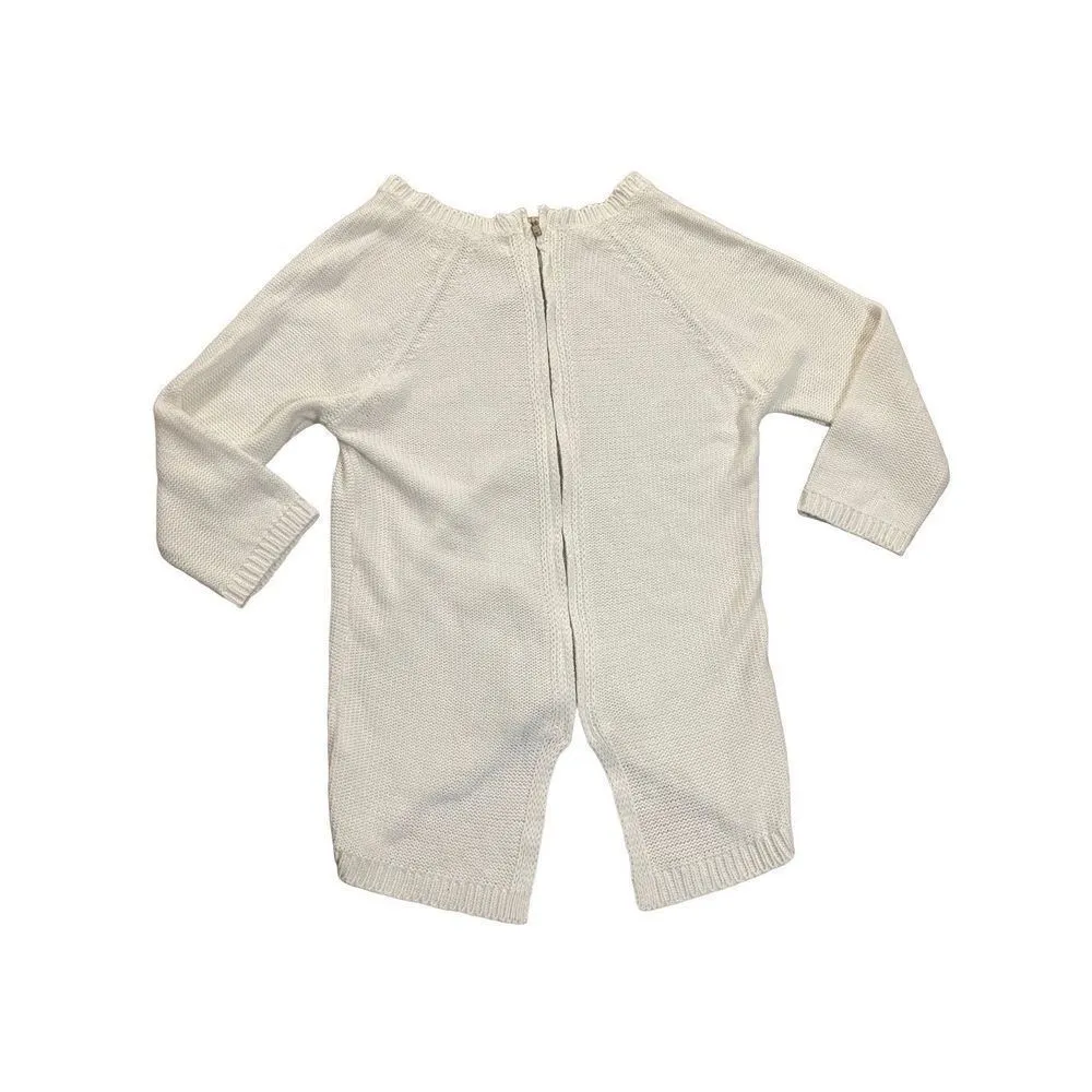 Zara Knit white sweater with zip up back sz medium - Image 2