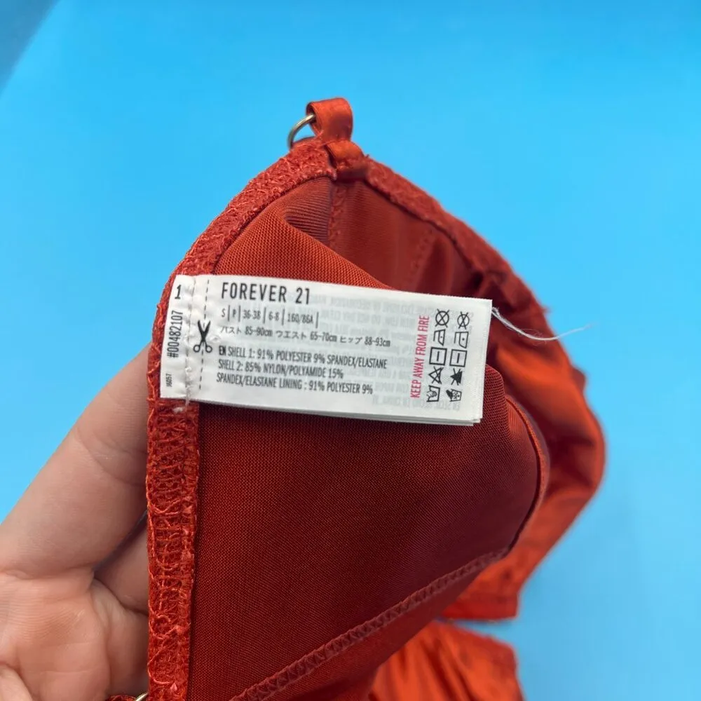 Pretty Forever 21 Orange Lacy Floral Corset Women's Size S - Image 5