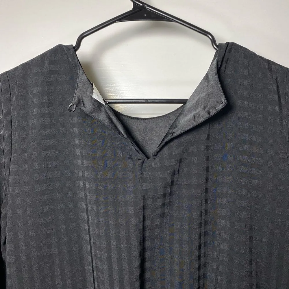 Waverly Grey | Sasha Check Pattern Drop Waist Blouson Mini Dress Black Sz Small - Image 10