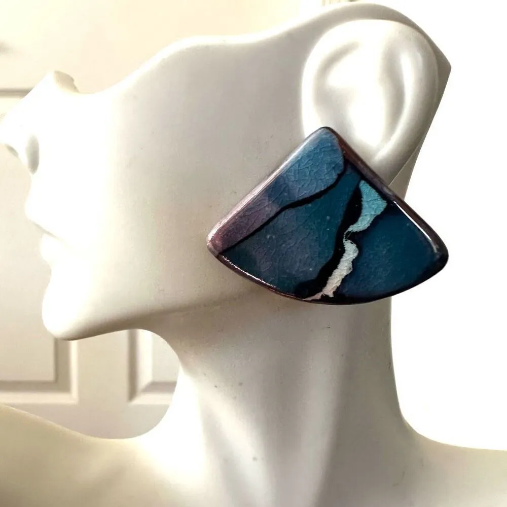 Blue Triangle design earrings - Image 4