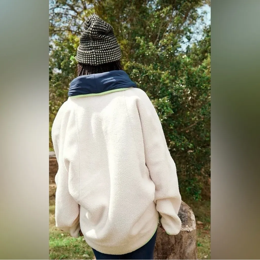 Free People Movement Hit The Slopes Fleece Shawl Jacket in Canvas Combo Size L - Image 2