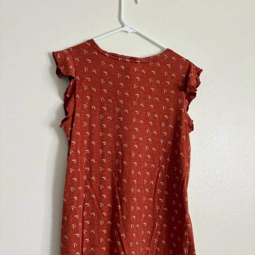 Toad&Co Women’s Rufflita Dress Orange Leaf Organic Cotton Blend Small - Image 9