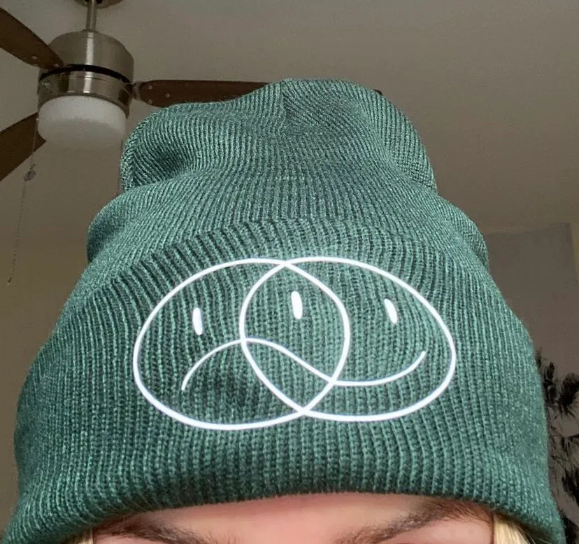 Custom Smiley Green Beanie - Image 2