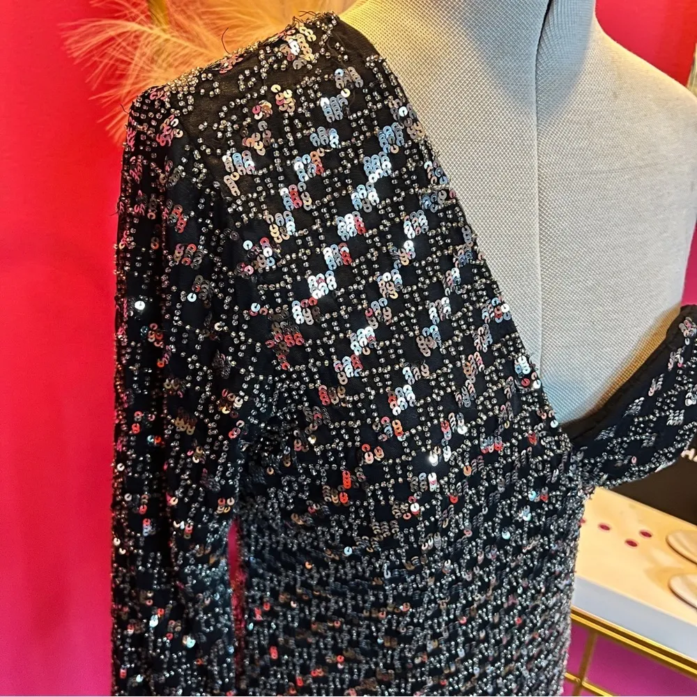 Revolve NWT NBD x  Sequin One Shoulder Asymmetrical Dress - Image 9