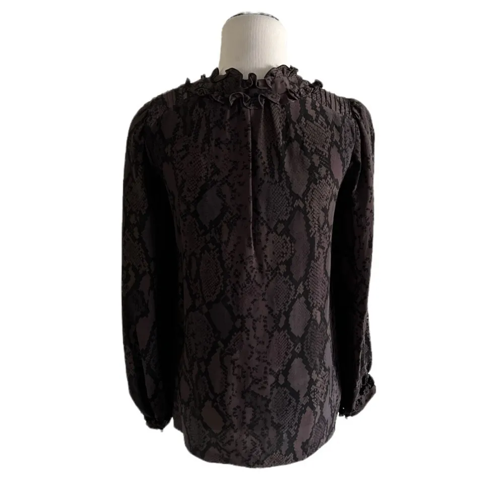REBECCA TAYLOR Silk Snake Print Neck Tie Blouse | 6 - Image 3