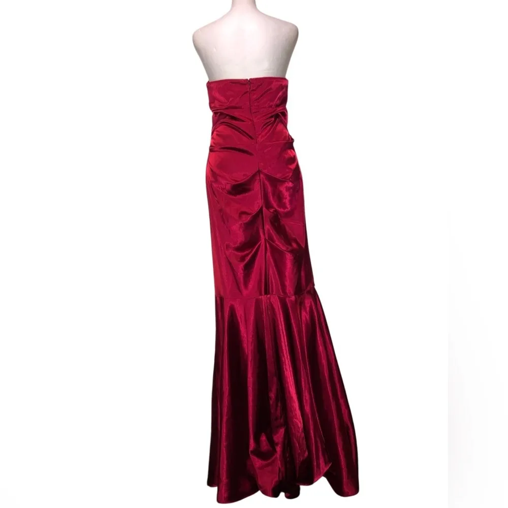 XScape  Red Ruched Sweetheart Prom Gown - Image 2
