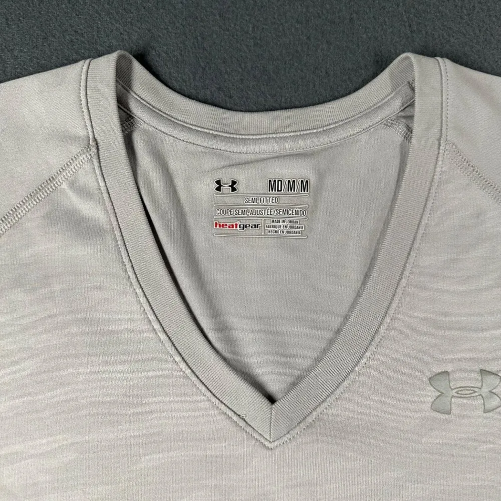 Under Armour Womens M Gray Semi-Fitted V-Neck HeatGear Performance Tee - Image 2