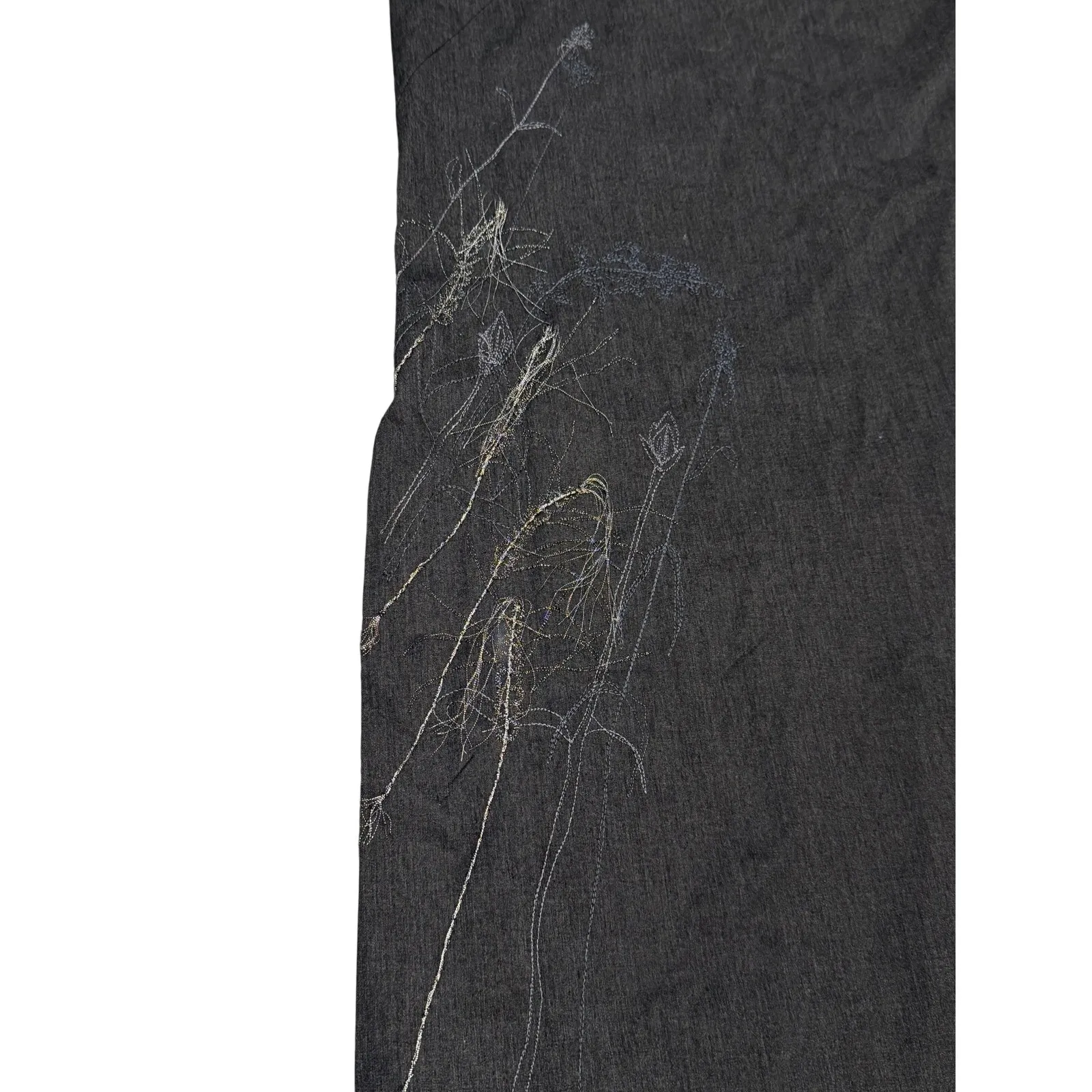 NEW MAG Skirt Womens 14 Charcoal Gray Abstract Embroidered Statement Modern Chic - Image 3