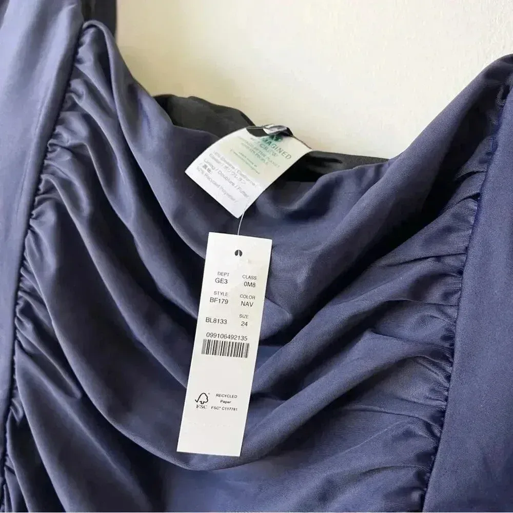 J Crew Plus Size Ruched squareneck one piece Swimsuit in Navy Blue Size 24 NWT - Image 5