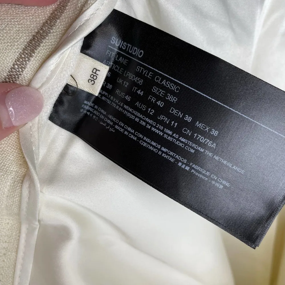 NWT Suistudio Silk Linen Off White Sand Stripe Lane Classic Trouser Pants Size 6 - Image 13