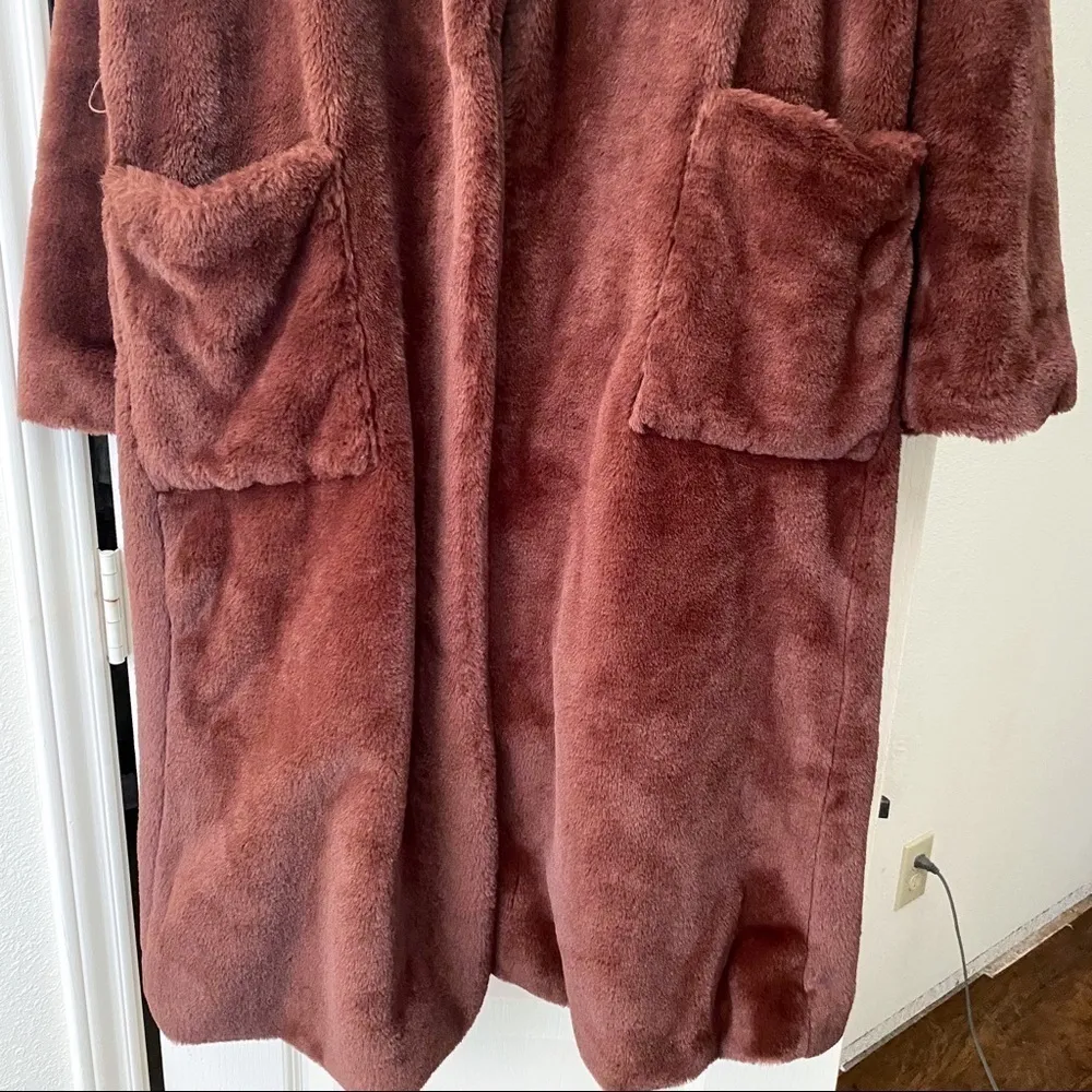 Reformation Coat Hudson Faux Fur Chocolate XS GUC - Image 3