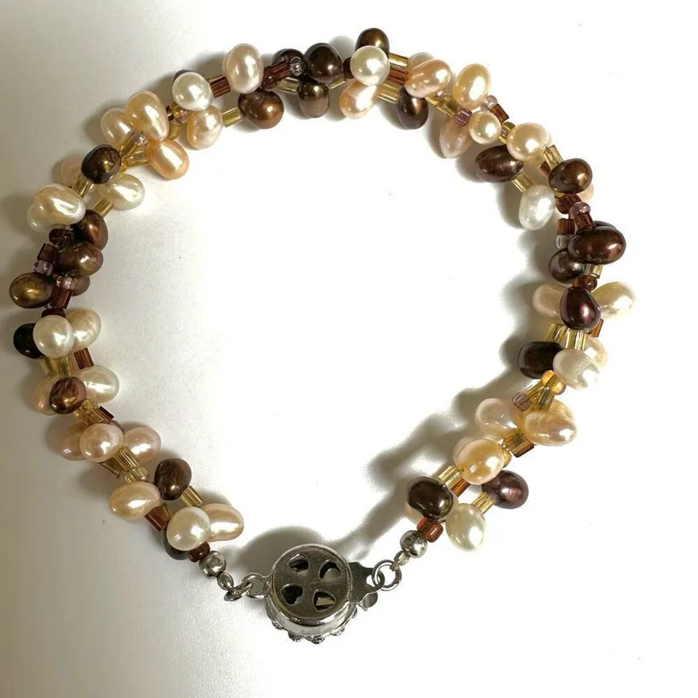 fresh water pearl tri color cluster bracelet - Image 6