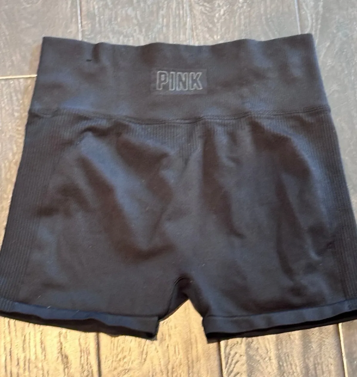 Victoria's Secret PINK Active Seamless Black High Rise Ribbed Bike Shorts Size M - Image 1