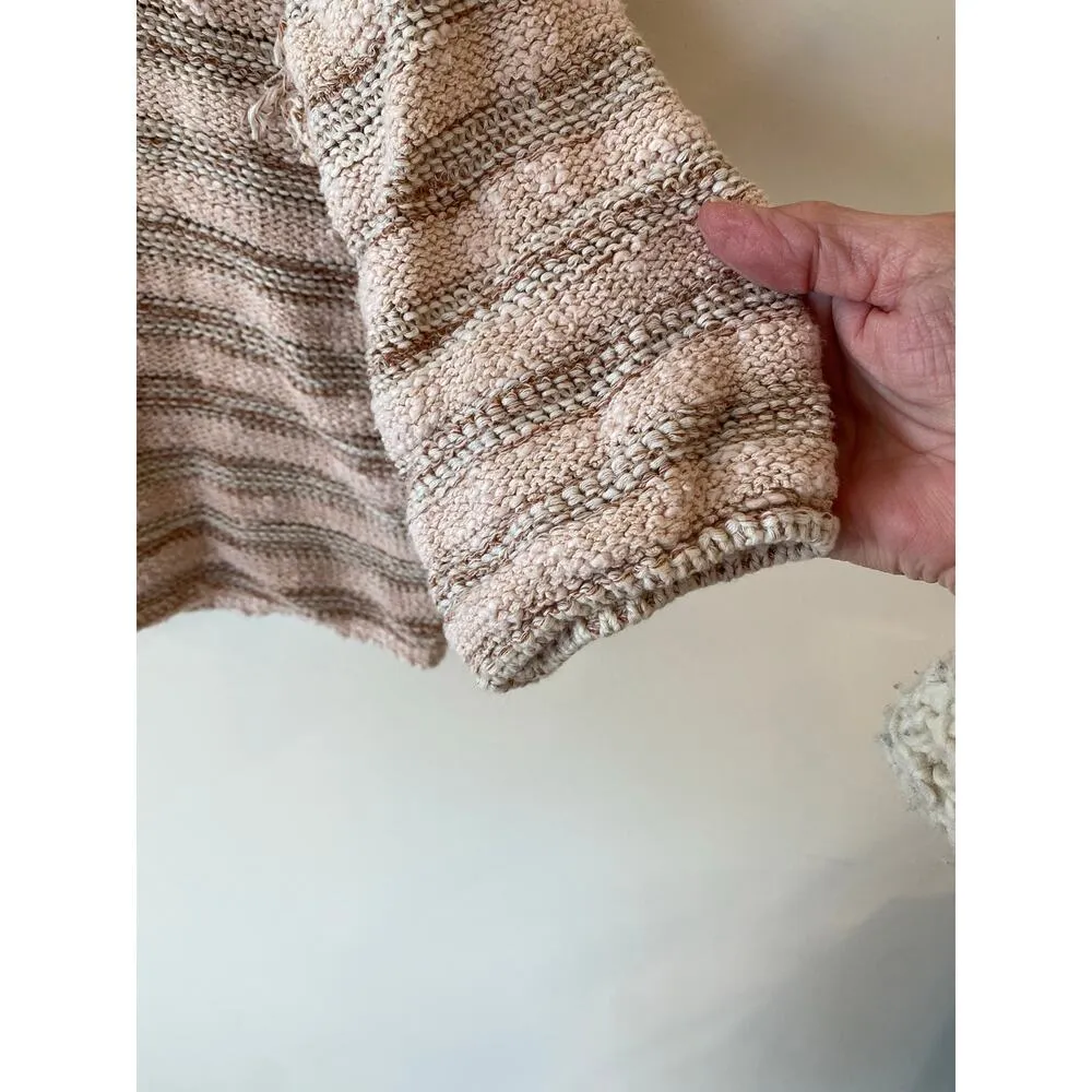 Free People Spells Trouble Knit Sweater Pullover Top Striped Boxy v neck - Image 3