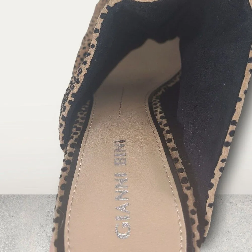EUC Gianni Bini Cheetah Print Leather Open Toed Mule Block Heels Size 8.5M - Image 7
