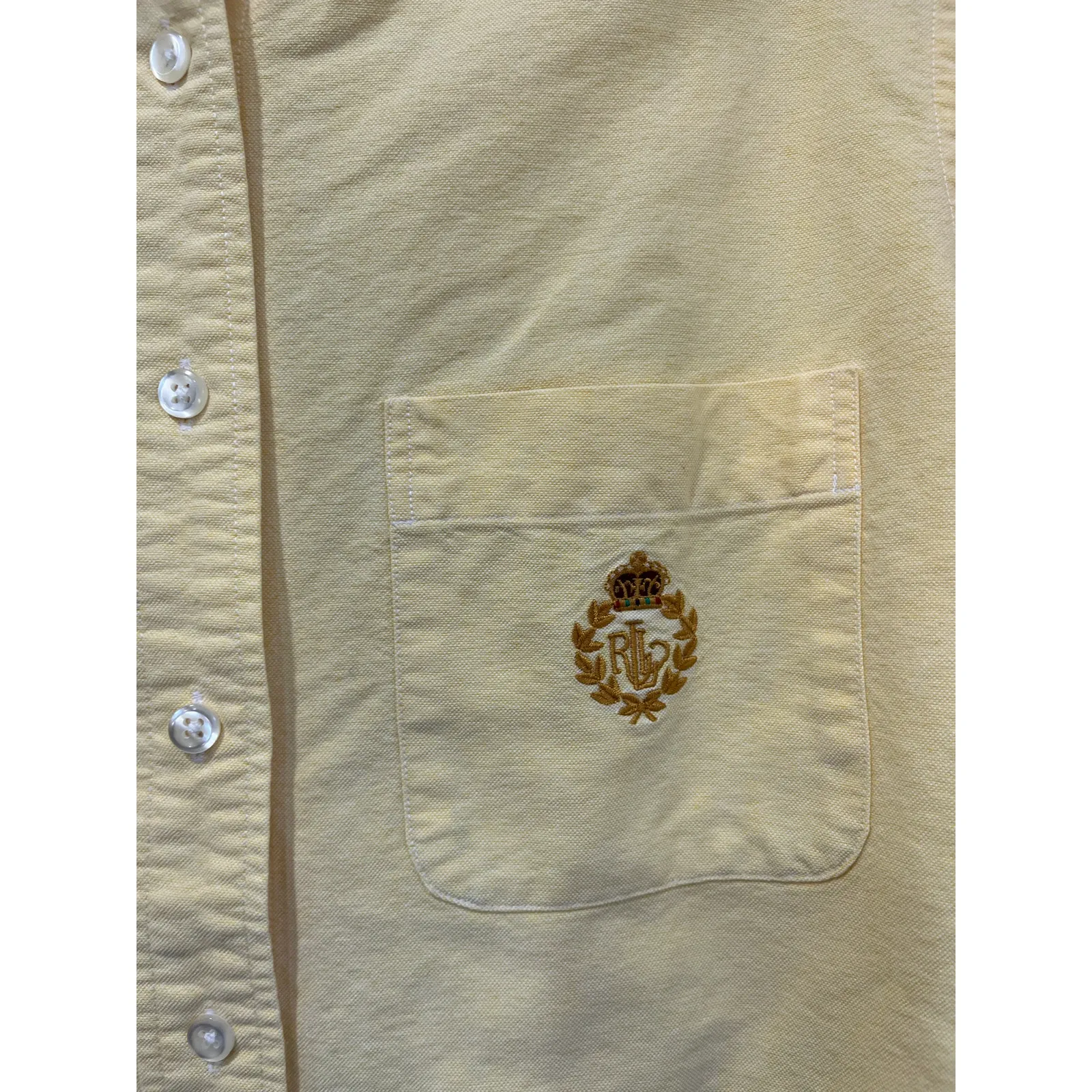 Vintage Ralph Lauren Oxford Button-Up Yellow Shirt Women 6P Classic Preppy - Image 4