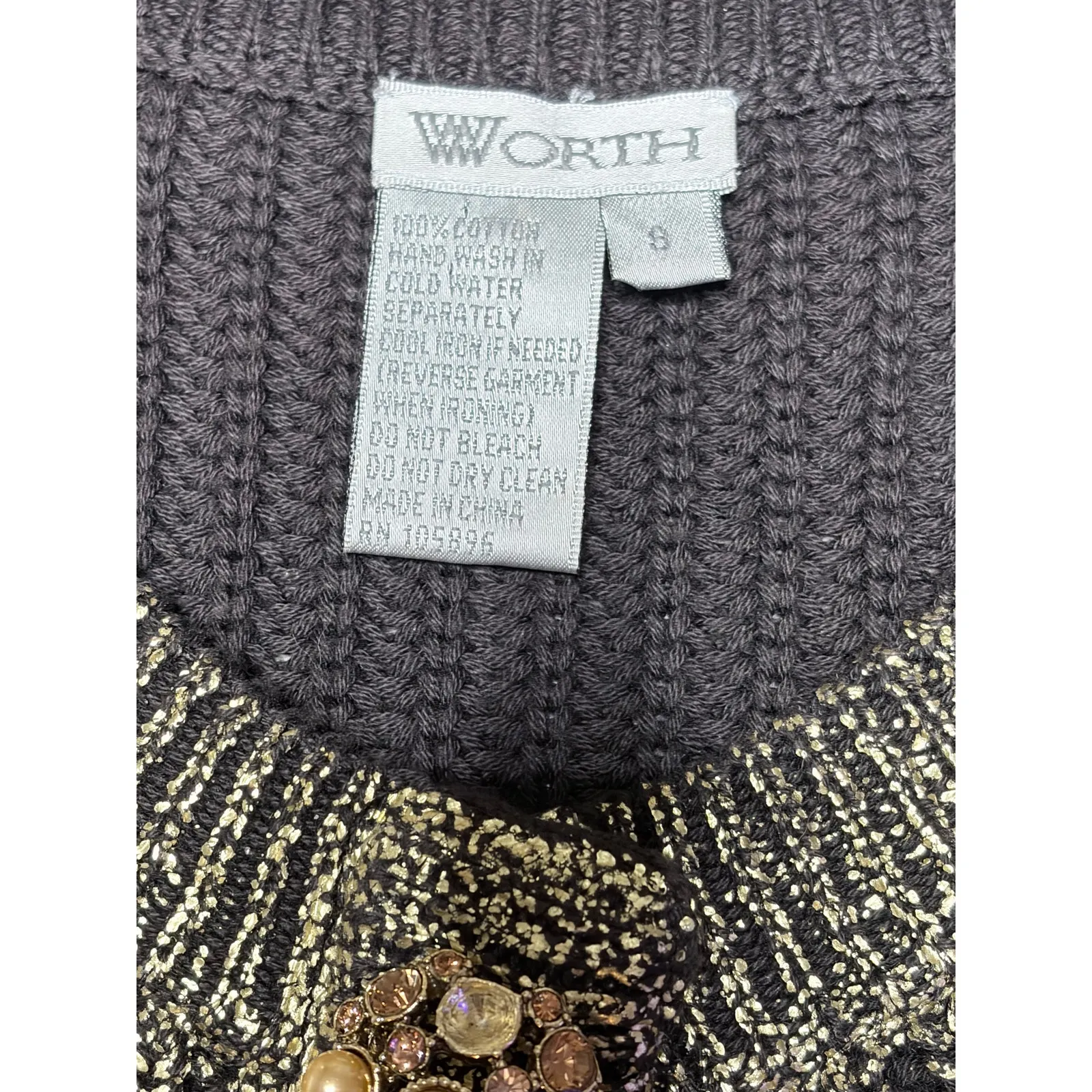 Worth Gold Metallic Sparkle Cardigan size Small - Image 7