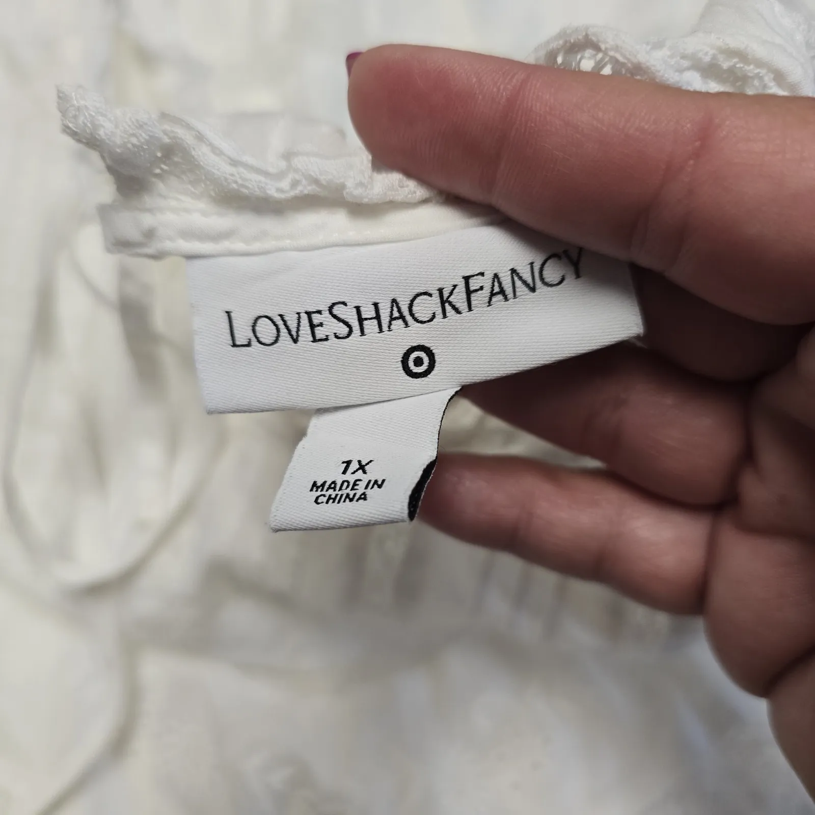 LoveShackFancy x Target White Cotton Boho Dress 1X Embroidered Lace Trim Peasant - Image 6