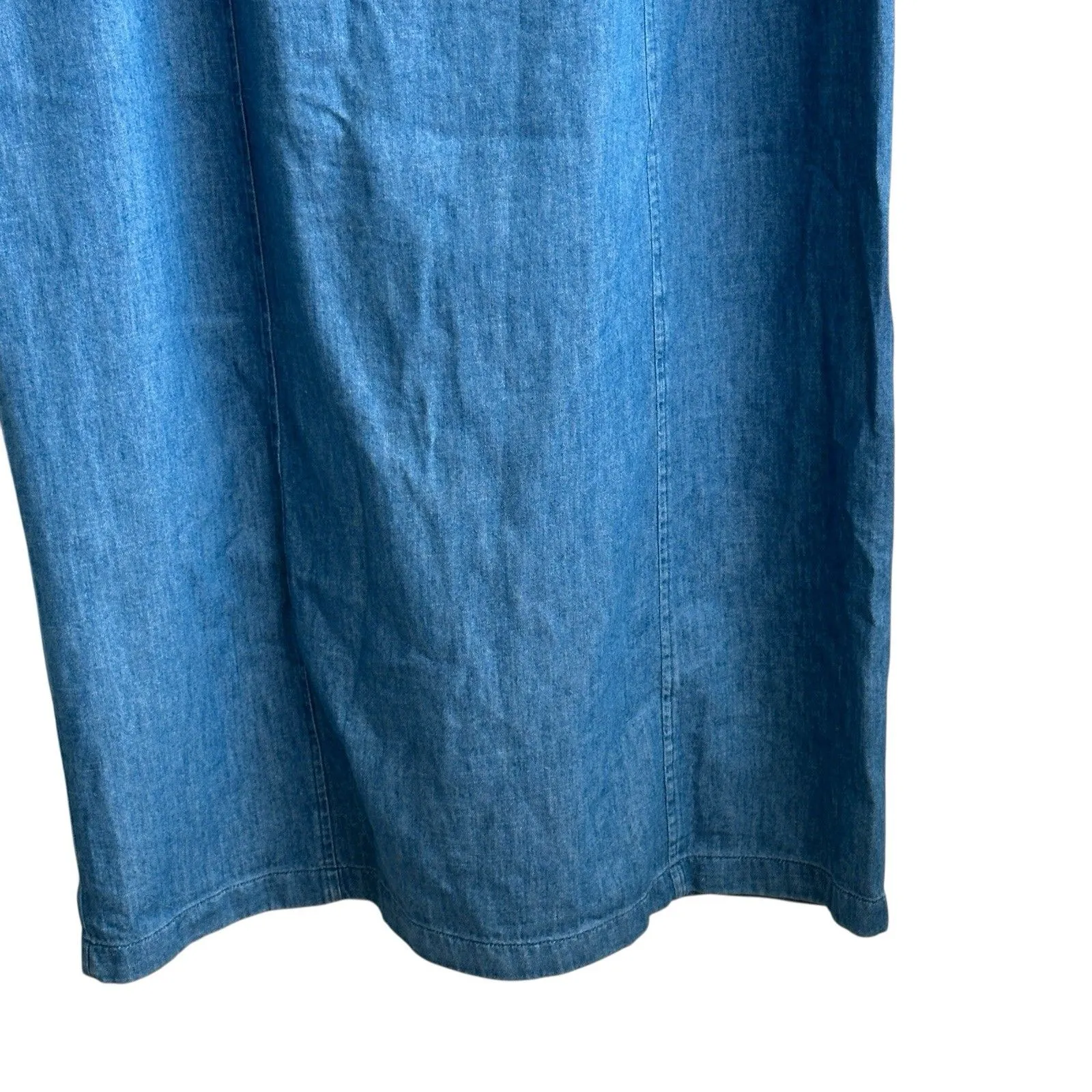 Old navy womens Fit & Flare Sleeveless Denim Midi Dress size XL Square-Neck - Image 5