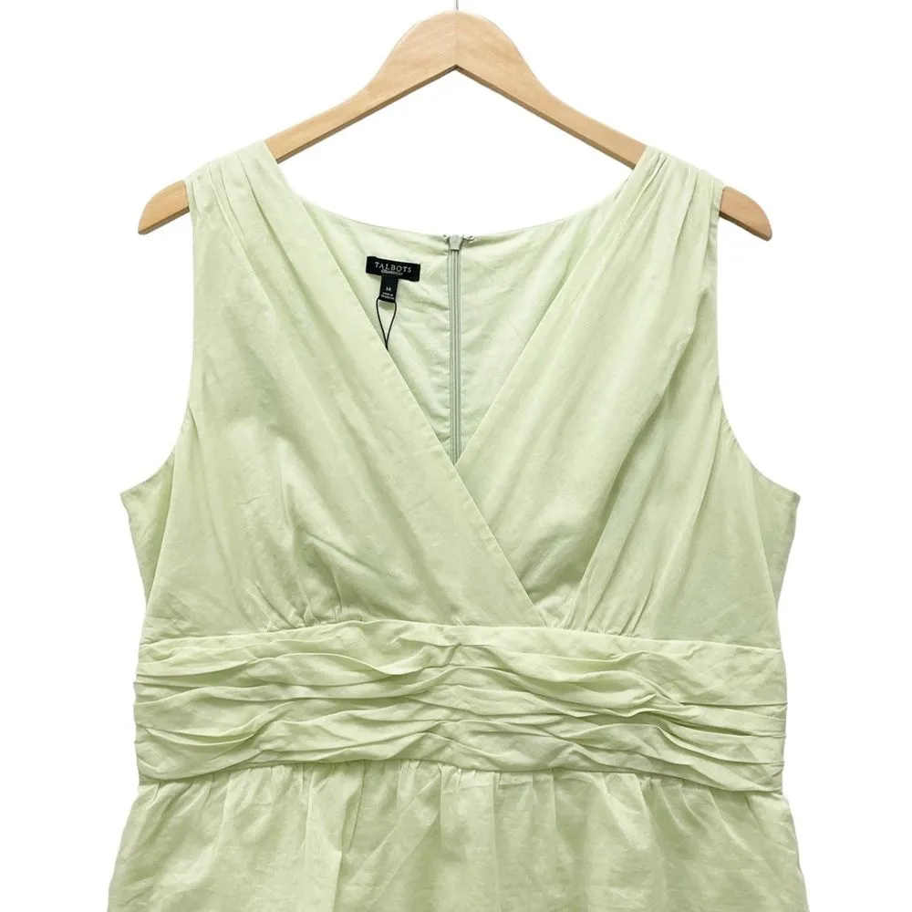 NWT Talbots Sleeveless Dress Women's Size 14 Tiered Ruffled Cotton Celery Green - Image 5