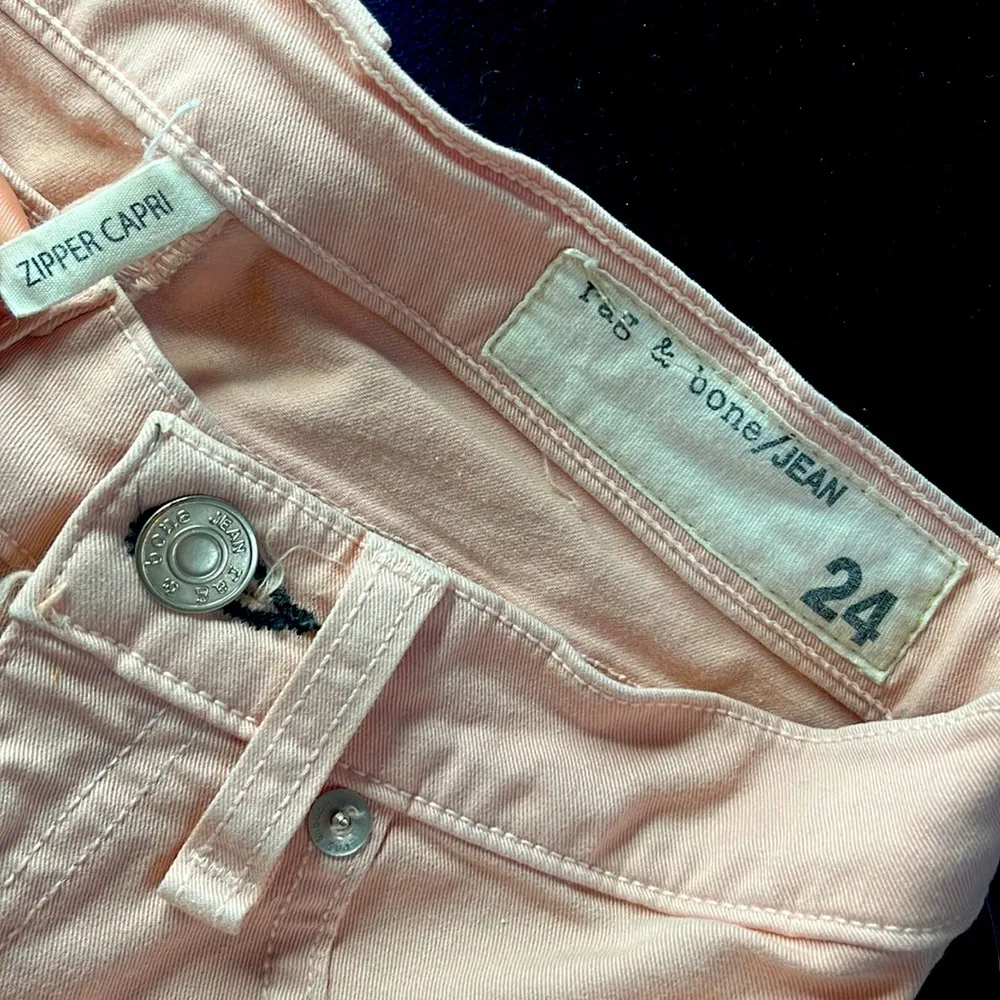 RAG & BONE Pink Capri Zipper Jeans - Image 4