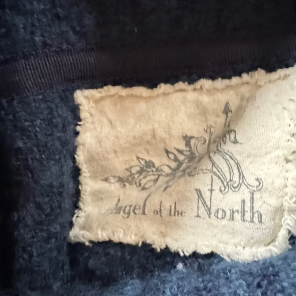 ANTHROPOLOGIE Angel of the North Cable Boucle Cowl Longsleeve Blue Sweater L - Image 14