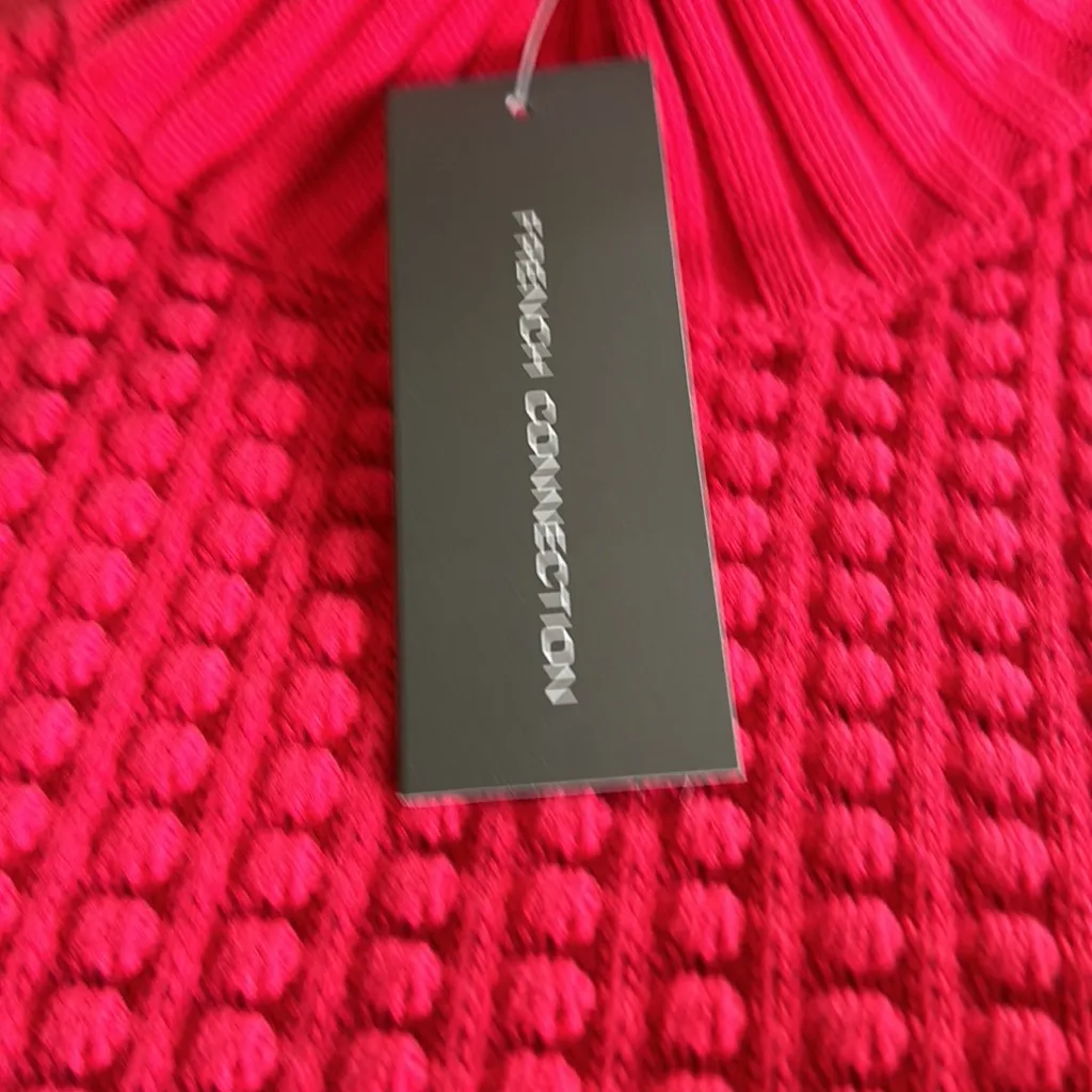 NWT French Connection Mozart Popcorn High Neck Sweater In Barberry - Image 7