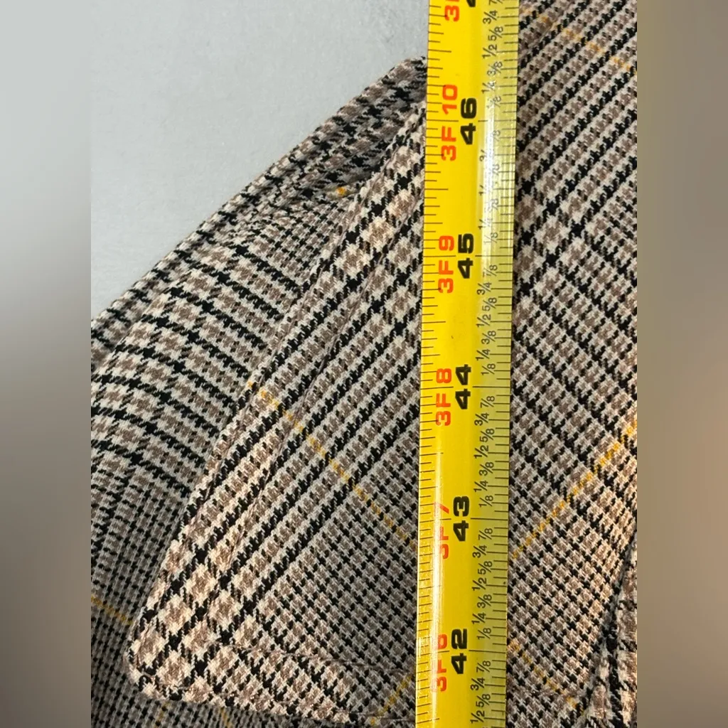 Ann Taylor Glen check plaid trench coat sz XXL Houndstooth Academia Transition - Image 8