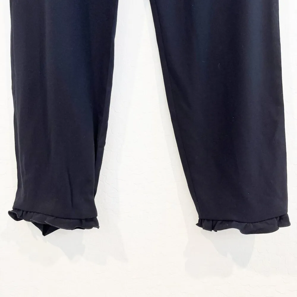 NWT Escada Ruffle Hem‎ Ankle Trouser Pants in Navy Blue Office Size 10 - Image 3