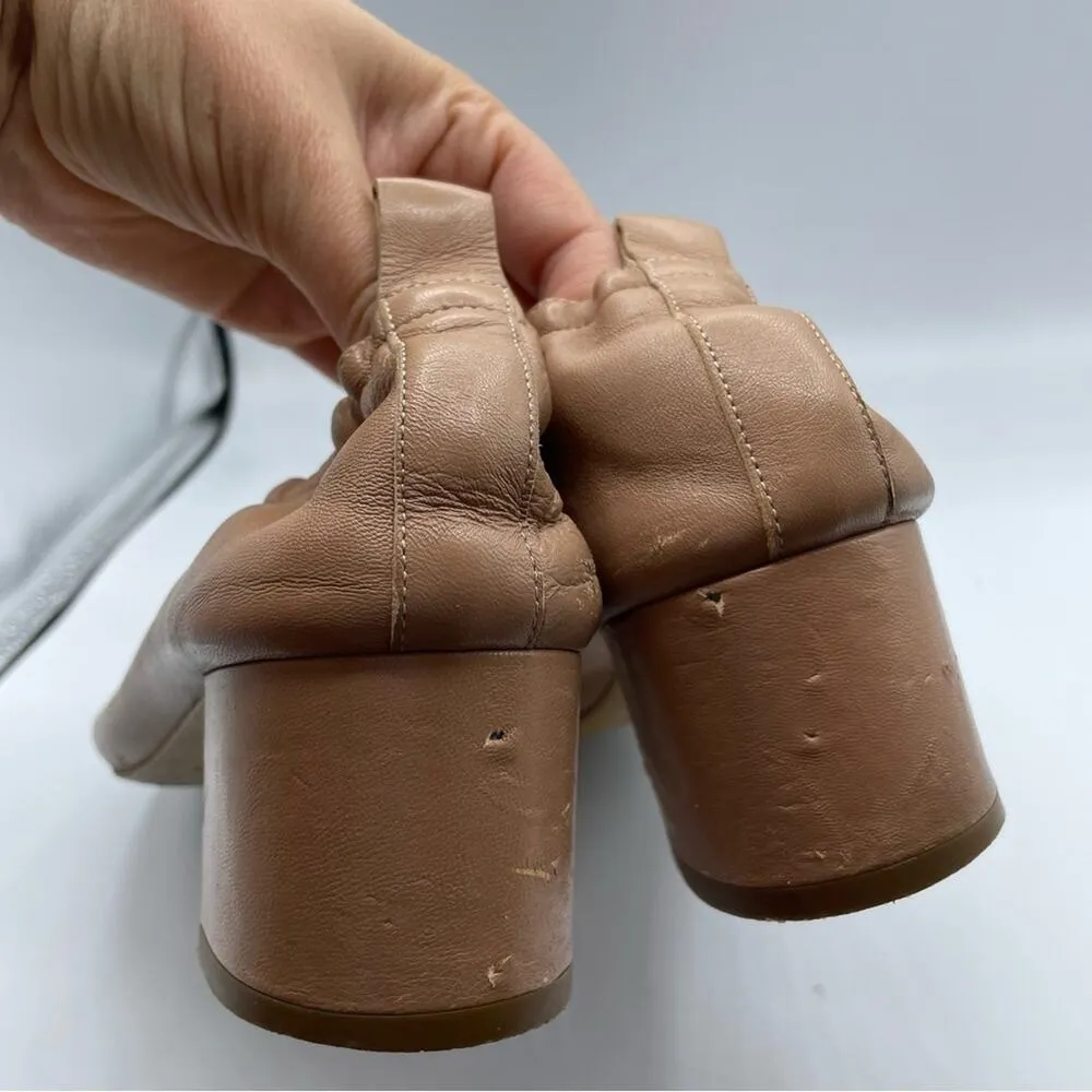 Everlane Nude Leather Round Toe Low Block Heel Womens 10 Chunky Heels Stretch - Image 9