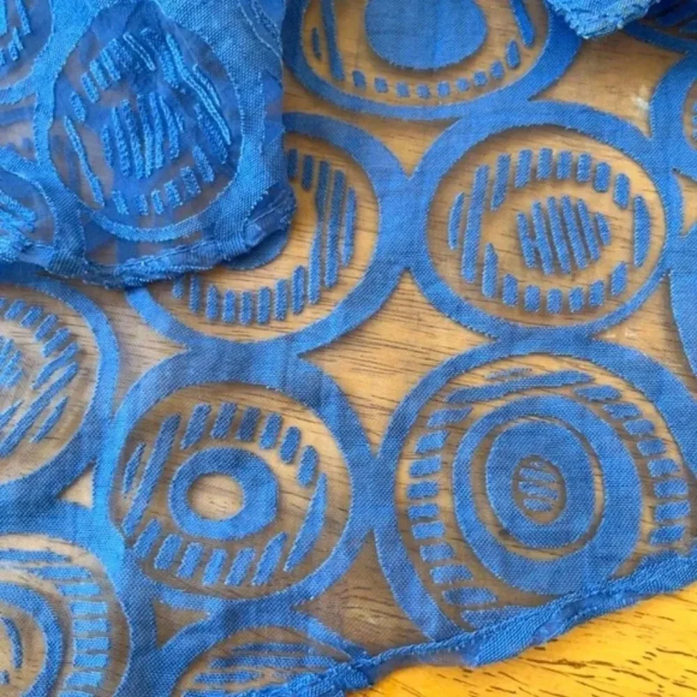 Sheer Oversized Blue Nylon Blouse Shirt Swim Cover Up Top Blouson, Size L Size L - Image 8