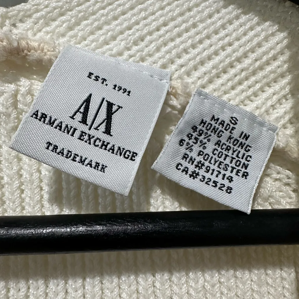 Armani Exchange Women's Ivory V-Neck Sweater - Image 2